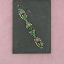 fred harvey era sterling silver vintage turquoise thunderbird bracelet 7.5in