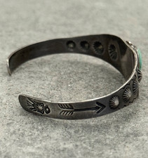 OLD FRED HARVEY ERA Navajo Turquoise THUNDERBIRD Sterling Bracelet 6.75 in - Additional view 4