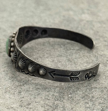 OLD FRED HARVEY ERA Navajo Turquoise THUNDERBIRD Sterling Bracelet 6.75 in - Additional view 7