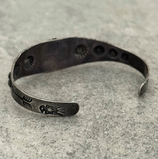 OLD FRED HARVEY ERA Navajo Turquoise THUNDERBIRD Sterling Bracelet 6.75 in - Additional view 9