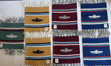 Lot 7 Chimayo Fred Harvey Green Wool Table Mats Thunderbird Southwest 8"X8"