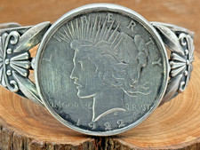 Fred Harvey Era 1922 Peace Dollar Sterling Navajo Cuff Bracelet--2028.25 - Additional view 1