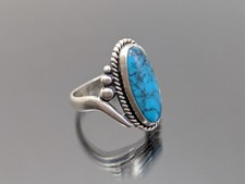 Rare Dainty Vtg Fred Harvey Era Bell Trading Post Sterling Silver Turquoise Ring - Additional view 2