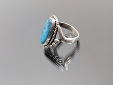 Rare Dainty Vtg Fred Harvey Era Bell Trading Post Sterling Silver Turquoise Ring - Additional view 12