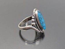Rare Dainty Vtg Fred Harvey Era Bell Trading Post Sterling Silver Turquoise Ring - Additional view 14