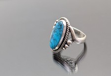 Rare Dainty Vtg Fred Harvey Era Bell Trading Post Sterling Silver Turquoise Ring - Additional view 3