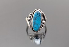 Rare Dainty Vtg Fred Harvey Era Bell Trading Post Sterling Silver Turquoise Ring - Additional view 6