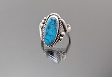 Rare Dainty Vtg Fred Harvey Era Bell Trading Post Sterling Silver Turquoise Ring - Additional view 7