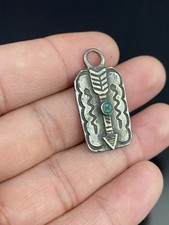 Fred Harvey Era Navajo Sterling Silver VTG Native American Turquoise Pendant - Additional view 1