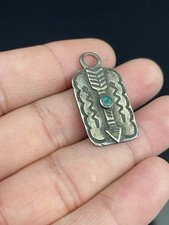Fred Harvey Era Navajo Sterling Silver VTG Native American Turquoise Pendant - Additional view 2