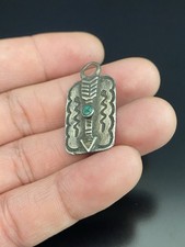 Fred Harvey Era Navajo Sterling Silver VTG Native American Turquoise Pendant - Additional view 3