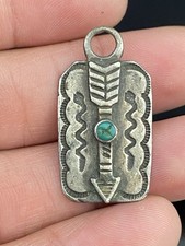 Fred Harvey Era Navajo Sterling Silver VTG Native American Turquoise Pendant - Additional view 4