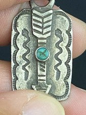 Fred Harvey Era Navajo Sterling Silver VTG Native American Turquoise Pendant - Additional view 5