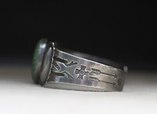 Vintage Harvey Era Navajo Native American Sterling Silver Turquoise Bracelet - Additional view 4