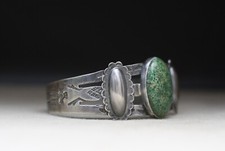 Vintage Harvey Era Navajo Native American Sterling Silver Turquoise Bracelet - Additional view 7