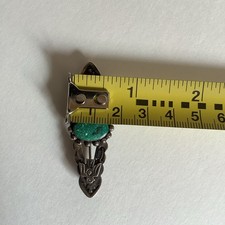 Vintage Fred Harvey Era Green Turquoise Sterling Thunderbird Concho Brooch Pin - Additional view 7