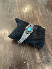 Vintage Navajo Turquoise Cuff Bracelet Sterling Silver, Fred Harvey Era - Additional view 1