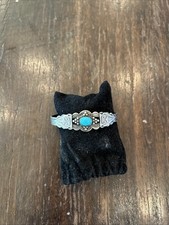 Vintage Navajo Turquoise Cuff Bracelet Sterling Silver, Fred Harvey Era