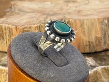 Vintage Fred Harvey Era Navajo Sterling Turquoise Beaded Ring sz 4.25--2344.25 - Additional view 2