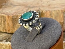 Vintage Fred Harvey Era Navajo Sterling Turquoise Beaded Ring sz 4.25--2344.25 - Additional view 3