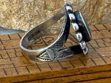 Vintage Fred Harvey Era Navajo Sterling Turquoise Beaded Ring sz 4.25--2344.25 - Additional view 4