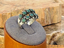 Vintage Fred Harvey Era Navajo Sterling Turquosie SnakeEye Ring sz 7.75--2345.25 - Additional view 2