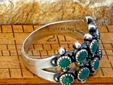 Vintage Fred Harvey Era Navajo Sterling Turquosie SnakeEye Ring sz 7.75--2345.25 - Additional view 4