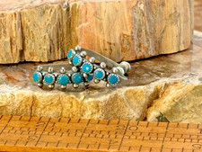 Vintage Fred Harvey Navajo Turquoise Snake Eye Screwback Earrings--2347.25