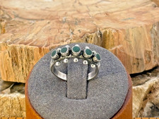 Fred Harvey Era Navajo Sterling Turquosie SnakeEye Beaded Ring sz 6.5--2351.25 - Additional view 1