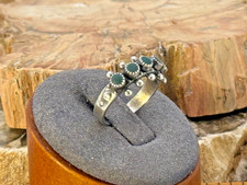 Fred Harvey Era Navajo Sterling Turquosie SnakeEye Beaded Ring sz 6.5--2351.25 - Additional view 2