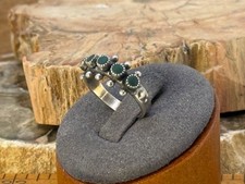Fred Harvey Era Navajo Sterling Turquosie SnakeEye Beaded Ring sz 6.5--2351.25 - Additional view 3