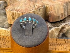 Fred Harvey Era Navajo Sterling Turquosie SnakeEye Beaded Ring sz 5.25--2352.25 - Additional view 1