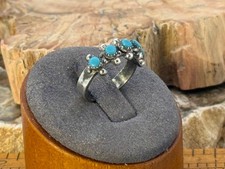 Fred Harvey Era Navajo Sterling Turquosie SnakeEye Beaded Ring sz 5.25--2352.25 - Additional view 2