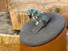 Fred Harvey Era Navajo Sterling Turquosie SnakeEye Beaded Ring sz 5.25--2352.25 - Additional view 3