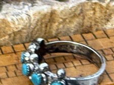 Fred Harvey Era Navajo Sterling Turquosie SnakeEye Beaded Ring sz 5.25--2352.25 - Additional view 4