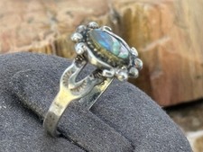 Fred Harvey Era Navajo Sterling Mother of Pearl Beaded Ring sz 5.75--2353.25 - Additional view 2