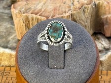 Fred Harvey Era Navajo Sterling Turquoise Beaded Ring sz 5.25--2354.25