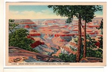 1940s Grand Canyon Fred Harvey Linen Postcard Grand View Point-PP10