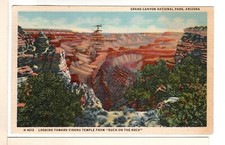 1950 Grand Canyon Fred Harvey Linen Postcard Duck-on-the-Rock Vishnu Temple-PP10