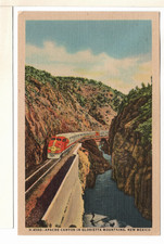 Fred Harvey Linen Postcard New Mexico Apache Canyon Glorietta Mountains-FL1