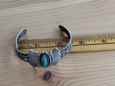 FRED HARVEY Era  Turquoise  & Sterling Arrows Cuff Bracelet Rare Vintage - Additional view 15