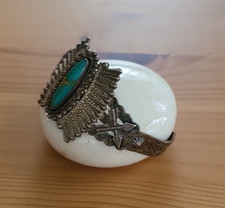 FRED HARVEY Era  Turquoise  & Sterling Arrows Cuff Bracelet Rare Vintage - Additional view 3