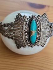 FRED HARVEY Era  Turquoise  & Sterling Arrows Cuff Bracelet Rare Vintage - Additional view 7