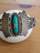FRED HARVEY Era  Turquoise  & Sterling Arrows Cuff Bracelet Rare Vintage - Additional view 8
