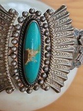 FRED HARVEY Era  Turquoise  & Sterling Arrows Cuff Bracelet Rare Vintage - Additional view 9
