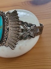 FRED HARVEY Era  Turquoise  & Sterling Arrows Cuff Bracelet Rare Vintage - Additional view 10