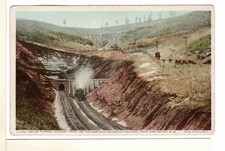 Fred Harvey White Border Postcard NM Raton Tunnel Highest Point on Santa Fe-FL1