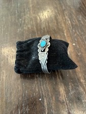 Vintage Navajo Turquoise Cuff Bracelet Sterling Silver, Fred Harvey Era - Additional view 2