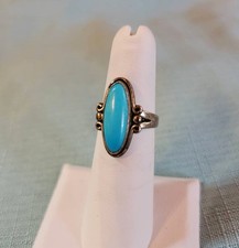 Vintage Turquoise Ring Sterling Silver 5 Bell Trading Fred Harvey Era Southwest