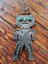 VINTAGE OLD FRED HARVEY ERA NAVAJO STERLING STAMPED KACHINA DANCER PENDANT 24